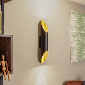 BEGA Studio Line applique murale cut 28W noir/laitonVendu parluminaire