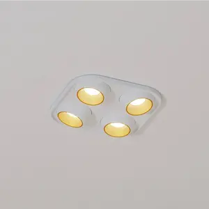 BEGA Spot encastrable LED Studio Line, blanc/laiton, à 4 lampes.Vendu parluminaire