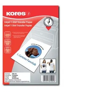 Kores T-shirt transfer paper - A4 (210 x 297 mm) 5 feuille(s) papier transferts sur T-shirtVendu paramazon