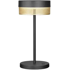 HELL Lampe de table LED Mesh rechargeable, hauteur 30cm noir/or pas cher
