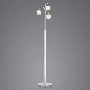 HELL Lampe sur pied LED Mila, nickel/verre opale, à 3 lampesVendu parluminaire