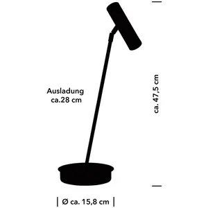 HELL Lampe de table LED Tom Pro, noir, hauteur 47 cm, CCT, variateur d... pas cher