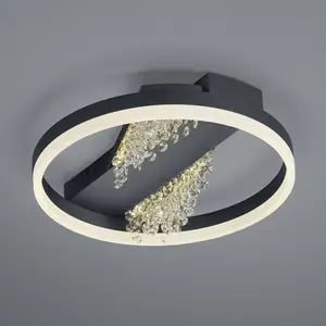HELL Plafonnier LED Dunja avec optique cristal noirVendu parluminaire
