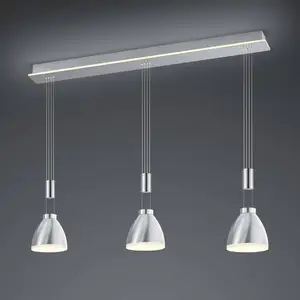 HELL Suspension LED Leni, à 3 lampes, nickel mat pas cher
