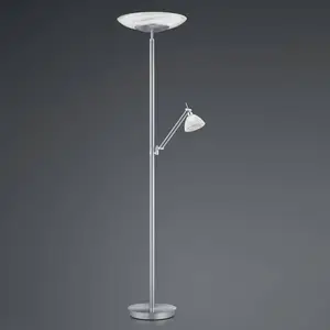 HELL Lampe sur pied LED Findus, à 2 lampes, nickelVendu parluminaire