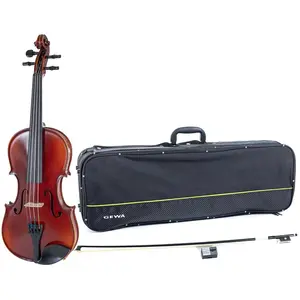 Gewa Violon gaucher prêt à jouer avec étui complet et accessoires (Violon), Instrument à cordes frottées, Marron