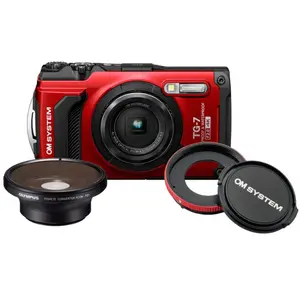 OM SYSTEM<br/>TG7 ROUGE + CLA-T01 + FCON-T01 pas cher