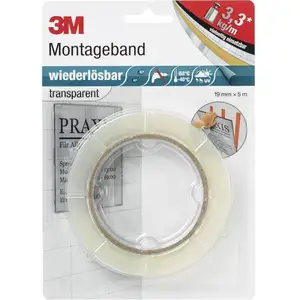 Comparateur de prix : 3m 8899195 ruban de montage autocollant réutilisable transparent 19 mm x 5 m