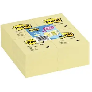 12 x 3M Notes Post-it, 76 x 76 mm, jaune, 12 +   pas cher