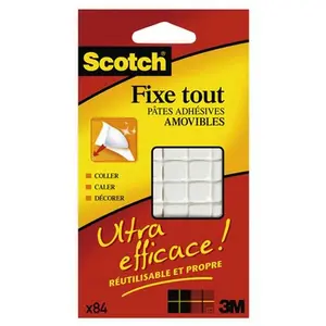 Scotch - Fixetout Pâte adhésive pré-découpée en carrés - 84 carrés pas cher