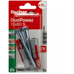 fischer - Cheville tous matériaux DuoPower 12x60 avec vis/Blister de 2 pas cher