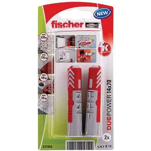 fischer - Cheville tous matériaux DuoPower 14x70 sans vis/Blister de 2 pas cher