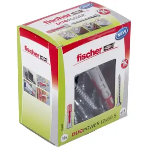 Comparateur de prix : Boîte de 10 chevilles Duopower avec vis FISCHER 538258 Ø12 x 60 mm