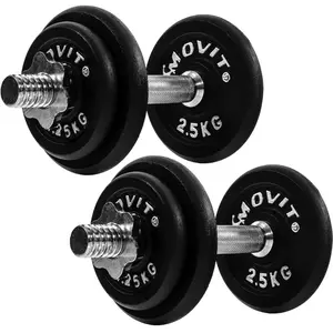 Comparateur de prix : MOVIT 2 x Haltères courts de 10 kg en fonte (poids 4 x 2,5kg et 4 x 1,...