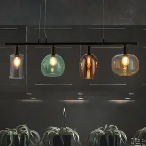 GLOBO NOWA Suspension Telesto abat-jour en verre, à 4 lampes pas cher