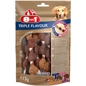 Comparateur de prix : 8in1 triplefavour skewers 113g pour chien