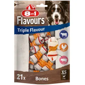 Comparateur de prix : 8in1 Triple Flavour Os à mâcher XS pour chien - 21 os à mâcher