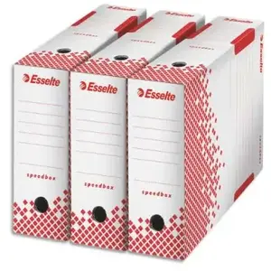 Comparateur de prix : Esselte Speedbox Lot De 25 Boites Archives Dos Automatiques 80 Mm Blanc