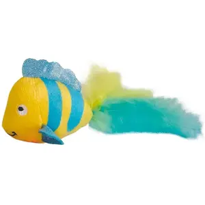 Jouet peluche pour chat Nobby Pet Fisch Mit Licht Jaune 18 cm 53202 pas cher