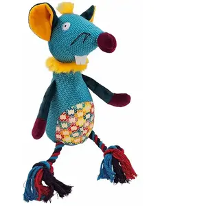 Souris en peluche avec corde Nobby Pet Bleu 41 cm 53046 pas cher