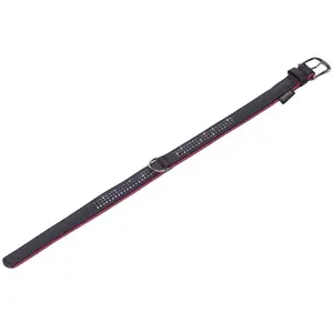 Comparateur de prix : Nobby Pacific Deluxe Collier Triple Rangs Rouge 52 cm (41-49 cm) Largeur 25/28 mm