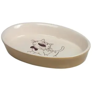 Gamelle pour chat ovale en céramique Nobby Pet Marron 0,12 L 73638 pas cher