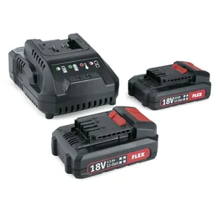 Flex Flex 18V 2x batterie 2,5 Ah + Set chargeur d'alimentation 22 Q pas cher