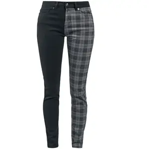 Comparateur de prix : Pantalon en toile  de Rock Rebel by EMP - Skarlett - W26L32 à W31L32 - pour Femme - noir/gris W31L32