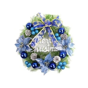 OEM Décoration de Noël Couronne Guirlande de Noël Artificielles Fait à Main pour Votre Porte, Mur ou Fenêtre, Cheminée Muralediamètre 30CM - Bleu