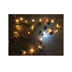 OEM Guirlande Lumineuse 2M LED avec 20 Micro LED pour Noël Soirée Fête Maison Jardin, Pomme de pin et Cloche - Blanc Chaud [Batterie alimenté]