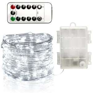 OEM Guirlande Lumineuse 10M avec 100 Micro LED et 8 modes télécommande, Décoration LED Romantique pour Noël Soirée Maison Jardin, Blanc Froid [Batterie alimenté] pas cher