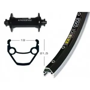 Roue VTT 28P Exal ZX 19 Noire - Moyeu Shimano Deore - Pour AdulteVendu parbikeinn