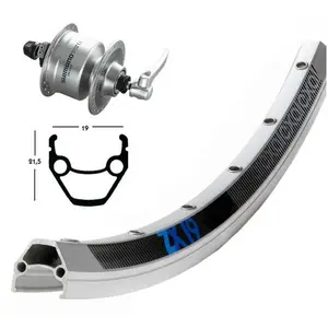 Roue AV VTT 26P Exal ZX 19 Argent - Moyeu Shimano Dynamo - Pour AdulteVendu parbikeinn