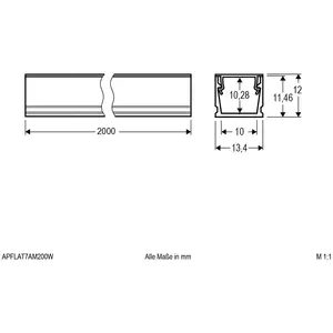 EVN APFLAT7 profilé alu 200cm, profilé en U, blanc