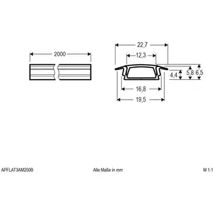 EVN APFLAT3 profilé alu, 200cm profilé en T, noir