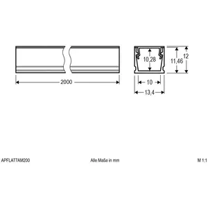 EVN APFLAT7 profilé alu 200cm profilé en U, alu