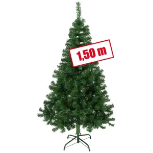 Hi Sapin de Noël avec Support Métallique Vert 150 cm Arbre Ornement Décoration pas cher