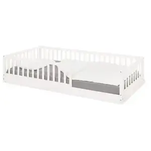 Pinolino Lit au sol enfant Evi bois vernis blanc 90x200 cm