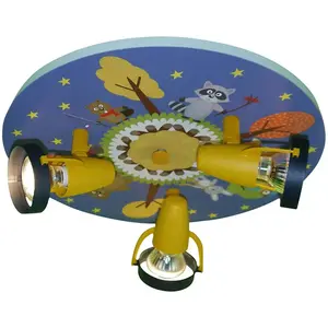 Niermann Standby Plafonnier Animaux amusants de la forêt 3 spotsVendu parluminaire