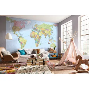 Comparateur de prix : Komar Photo Murale - 368 X 248 Cm - Panoramique Intissé - World Map