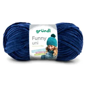 Fil à tricoter effet velour FUNNY - Grundl - 100 Gr - Oeko-Tex 25 Bleu...