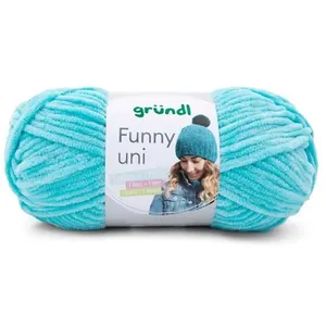 Fil à tricoter effet velour FUNNY - Grundl - 100 Gr - Oeko-Tex 24 Bleu...