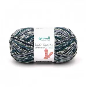 Laine à chaussettes à tricoter ECO SOCKS LIFE COLOR - 100 GR - Grundl ... pas cher