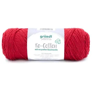 Pelote de coton Recyclé RE-COTTON macramé 100Gr - Grundl 04 Rouge - 04...