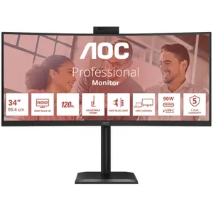 Comparateur de prix : AOC CU34E4CW - Ecran LED - incurvé - USB - 34" - 3440 x 1440 UWQHD - V...