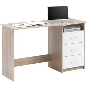 EMOB Bureau adriano 123cm 3 tiroirs - chêneblanc pas cher