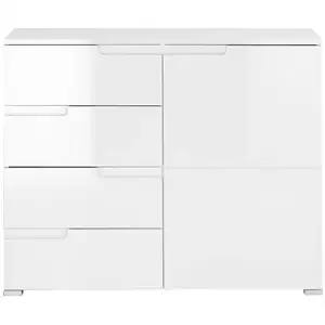Buffet 4 tiroirs 1 porte SPICE coloris blanc pas cher