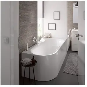Bette Lux Oval Silhouette Baignoire d’angle, avec tablier, 3435-000CELVS,PLUS+B601-