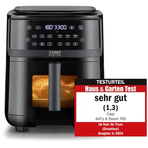 Comparateur de prix : CASO AirFry & Steam 700 - Friteuse à air chaud et cuiseur vapeur - les aliments sont croustillants à l'extérieur & juteux à l'intérieur, Noir
