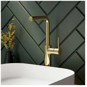 Herzbach SIRO PVD GOLD Mitigeur de lavabo XL-Size à bec haut, 30.12033... pas cher